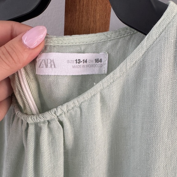 Zara Girls Green Linen Jumpsuit with Side Cutouts 13/14 - Picture 4 of 8